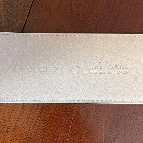 LE CHATEAU Nude Peachy Pink Wide Belt Faux Leather 80’s Vibe Size XL - Picture 5 of 9